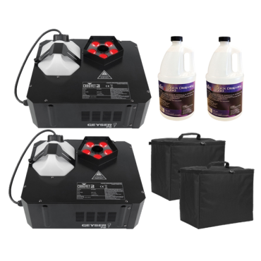 Chauvet DJ Geyser P5 with Quick Dissipating Fog Fluid and Padded Carry Cases Two Pack