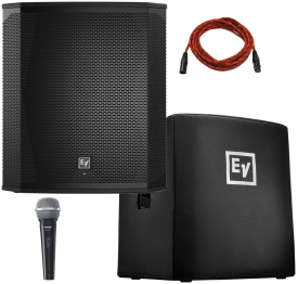 Electro-Voice ELX200-18SP 18″ Powered Subwoofer with Microphone & Cover Package